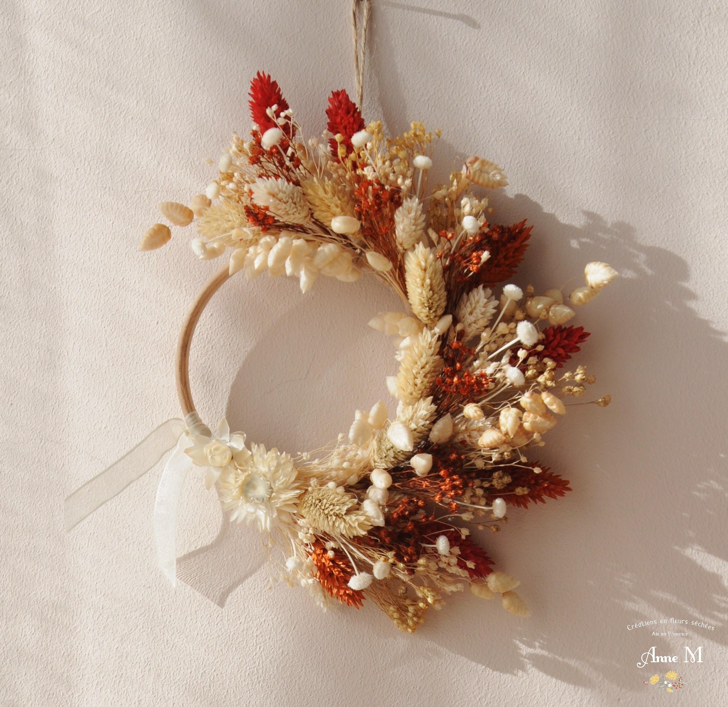 boutique en ligne de décoration en fleurs séchées couronne Broom terracotta