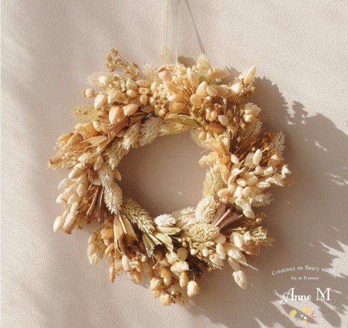boutique en ligne de décoration en fleurs séchées couronne Briza