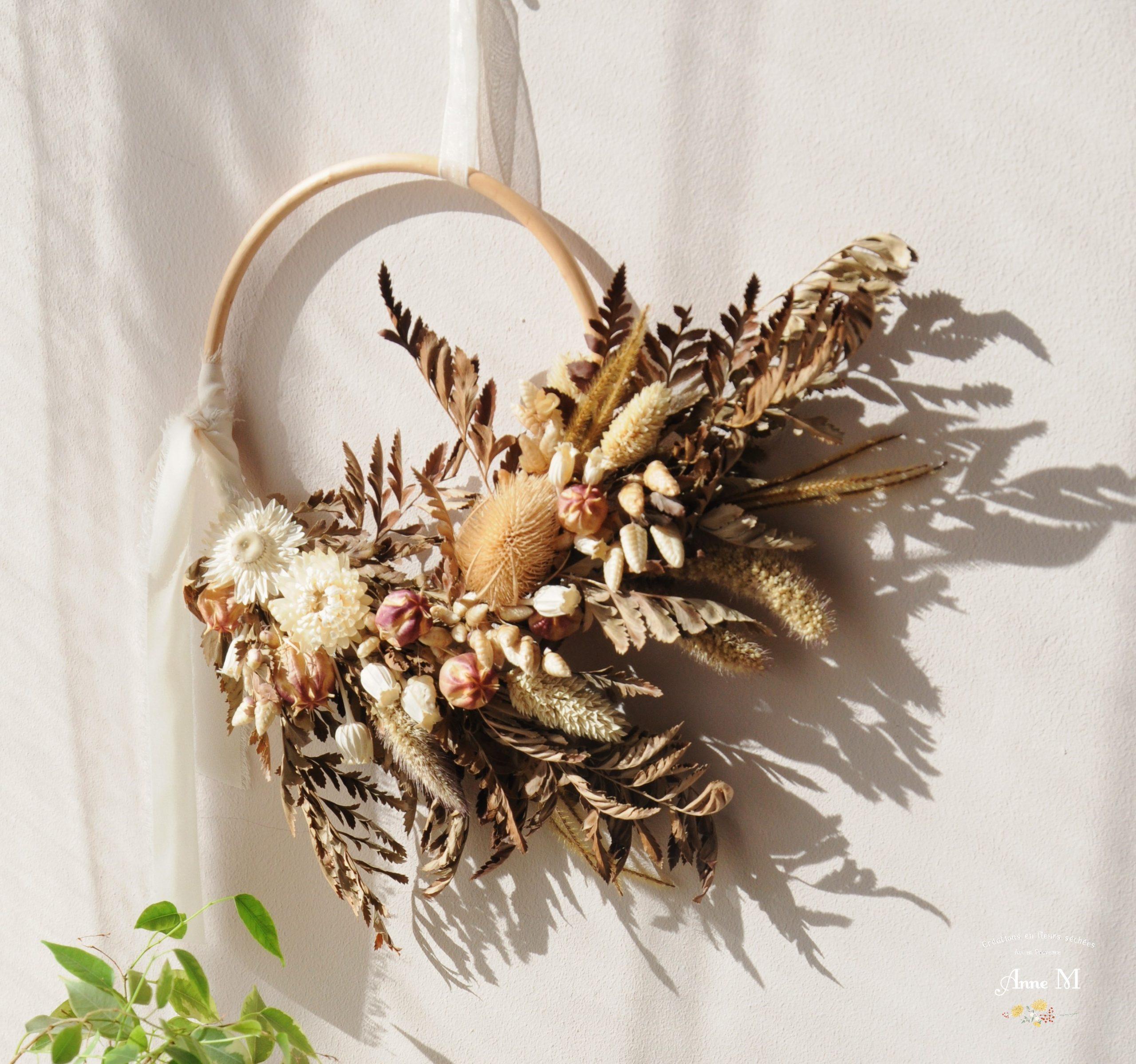 boutique en ligne de décoration en fleurs séchées couronne Fougères