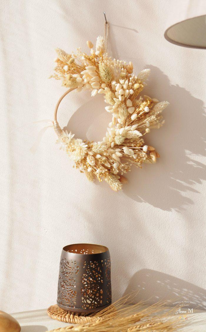 magasin en ligne de décoration en fleurs séchées couronne Broom naturel