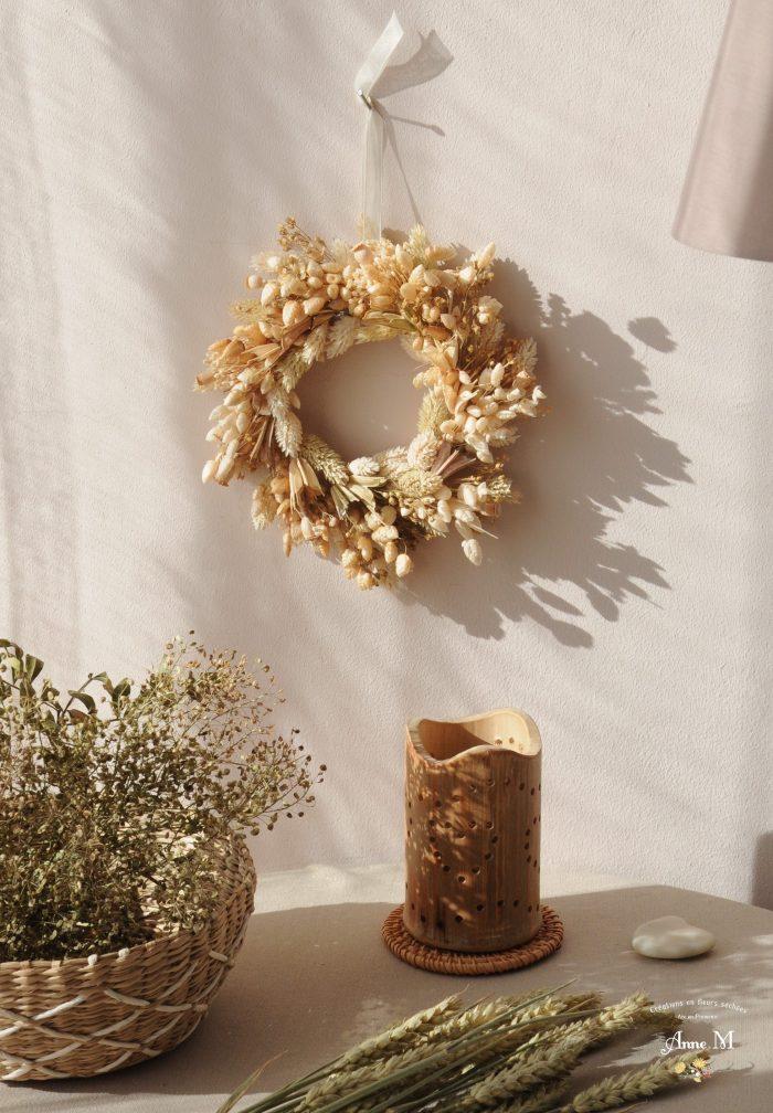 magasin en ligne de décoration en fleurs séchées couronne Briza