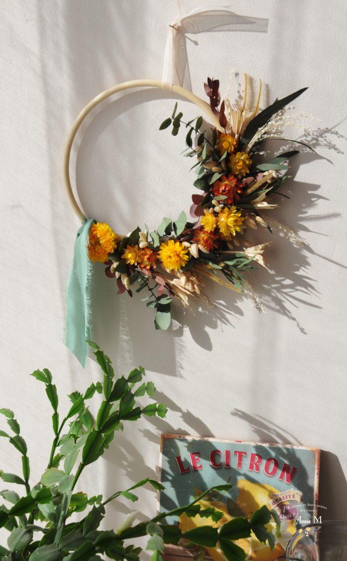 magasin en ligne de décoration en fleurs séchées couronne Stuartina