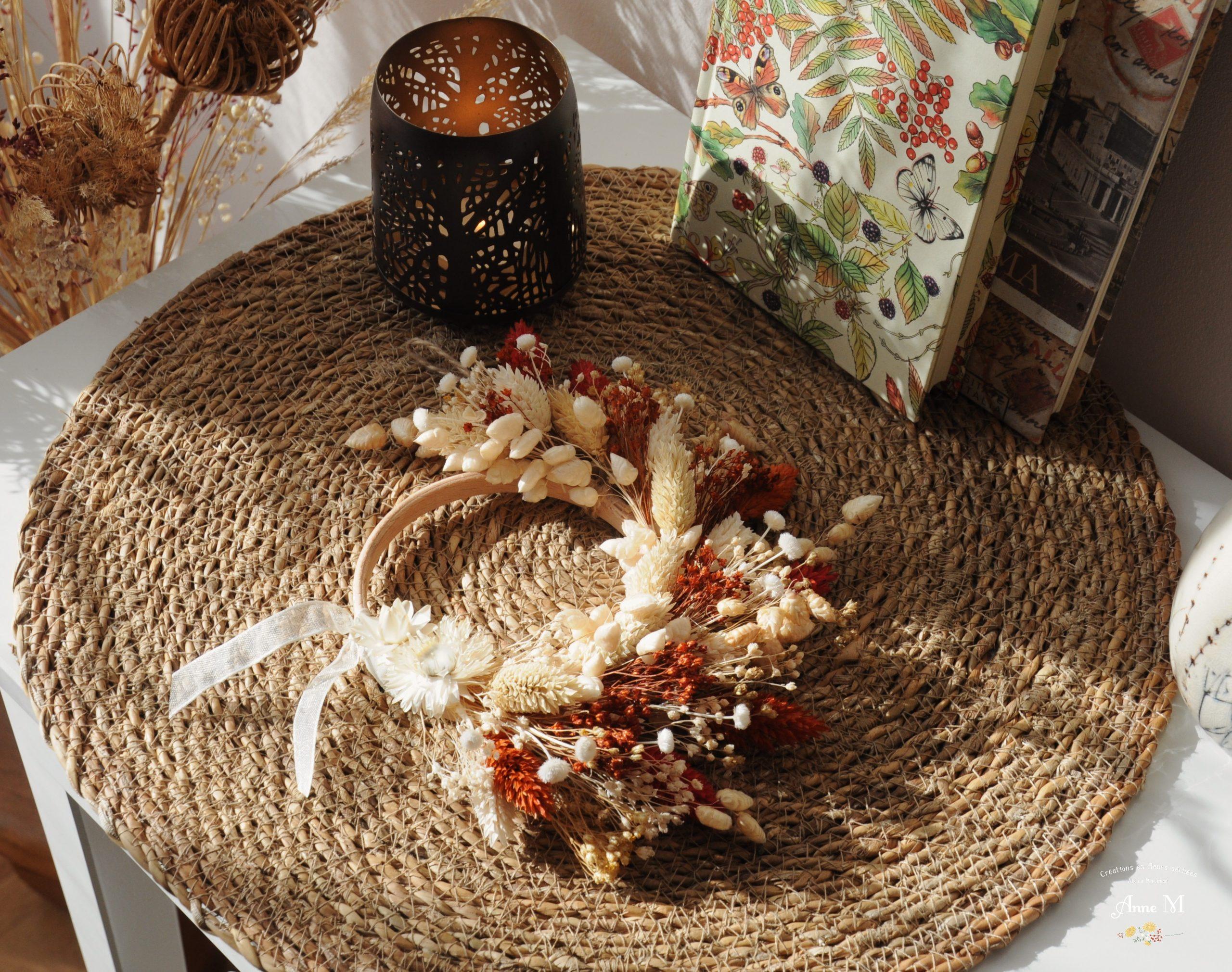 couronne de fleurs séchées Broom terracotta décoration salon chambre