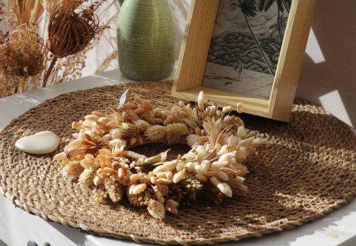 couronne de fleurs séchées Briza pour décoration champêtre