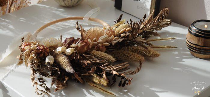 couronne de fleurs séchées Fougères pour décoration champêtre