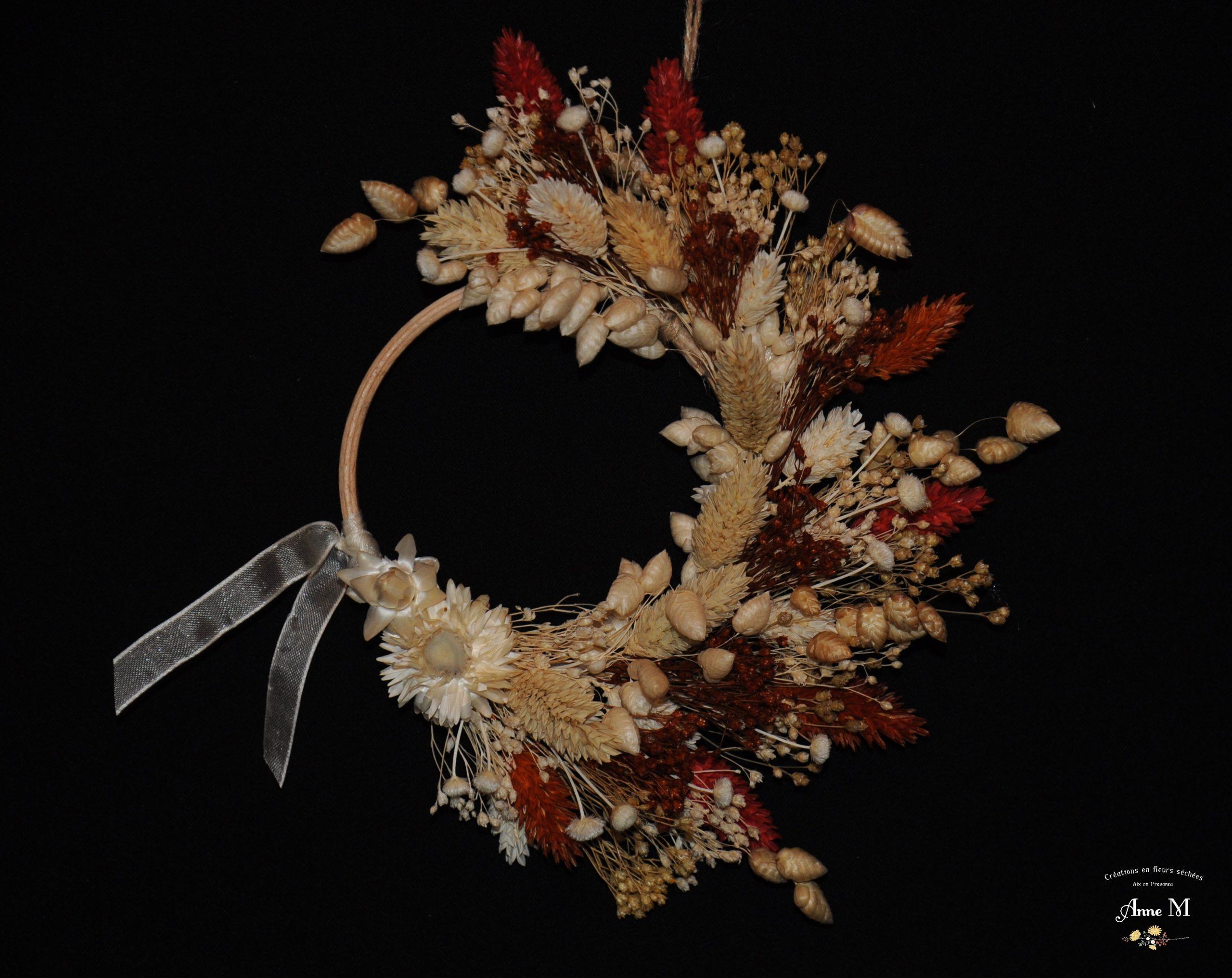 couronne de fleurs séchées Broom terracotta pour décoration intérieure