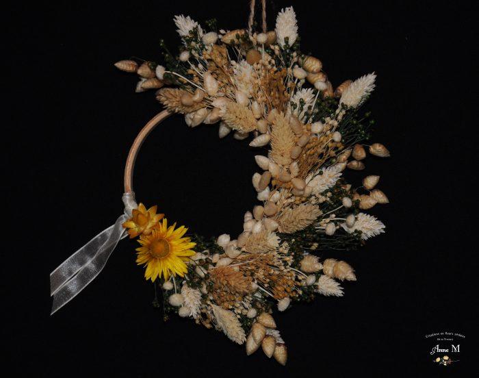 couronne de fleurs séchées Broom vert pour décoration intérieure