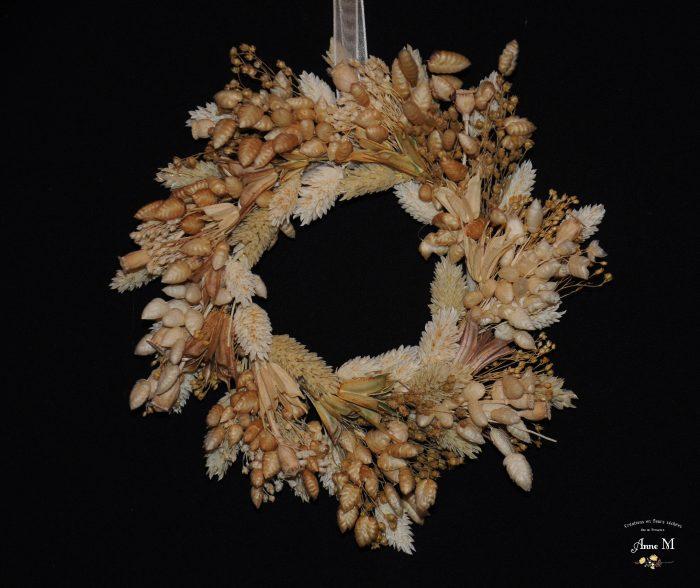 couronne de fleurs séchées Briza pour décoration intérieure