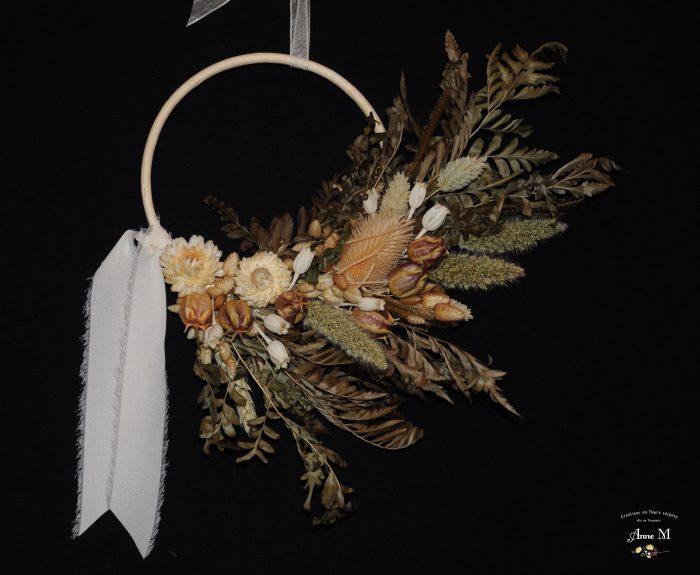 couronne de fleurs séchées Fougères pour décoration intérieure