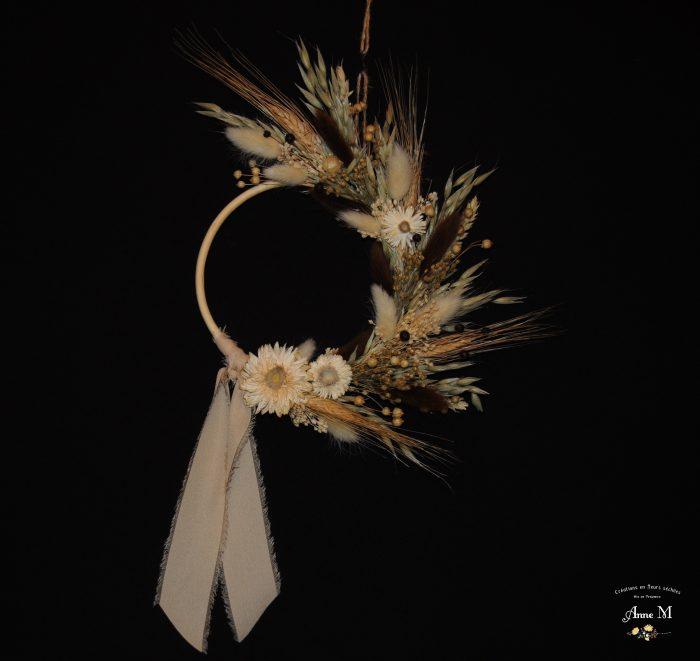 couronne de fleurs séchées Lagurus pour décoration intérieure