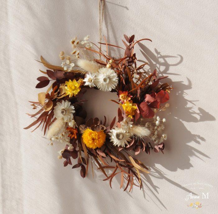 boutique en ligne de décoration en fleurs séchées couronne Marcela