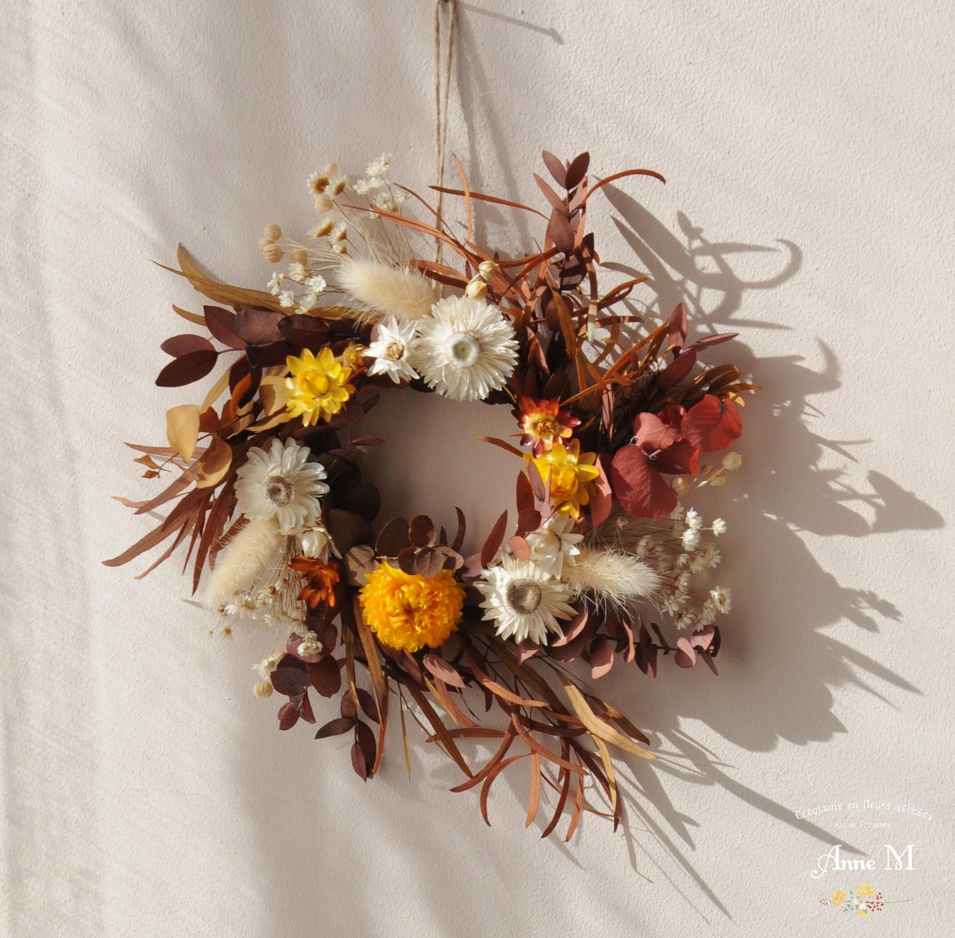boutique en ligne de décoration en fleurs séchées couronne Marcela
