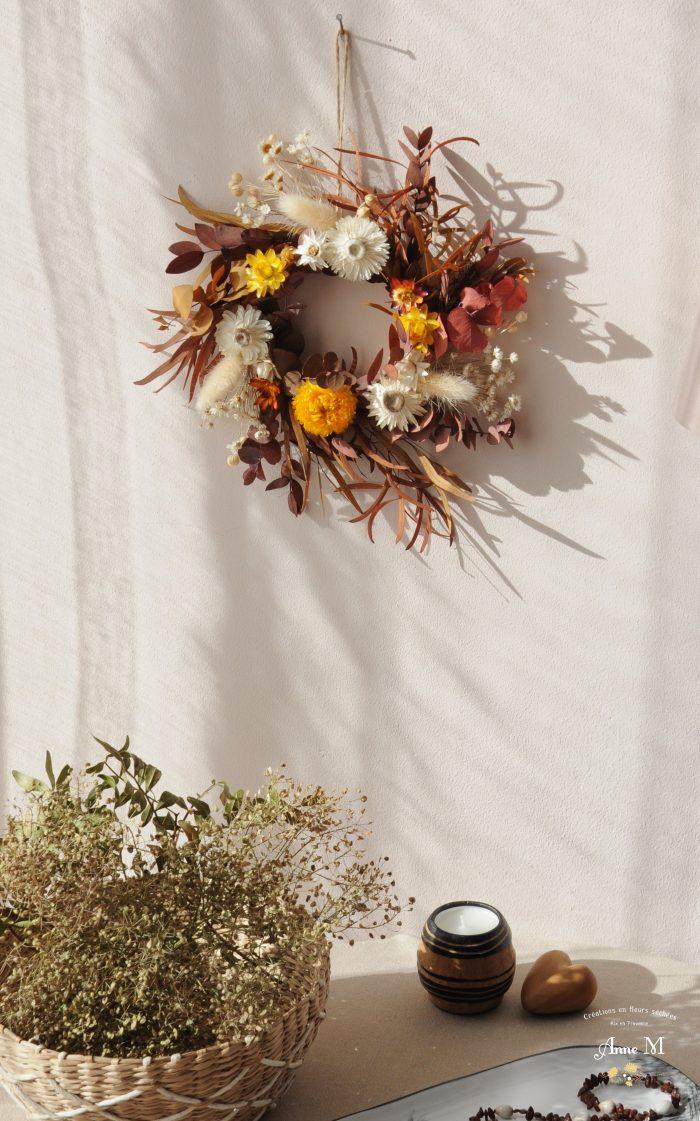 magasin en ligne de décoration en fleurs séchées couronne Marcela