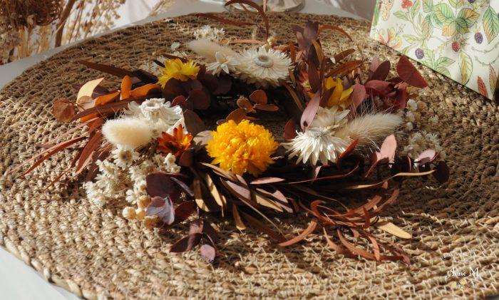 couronne de fleurs séchées Marcela pour décoration champêtre
