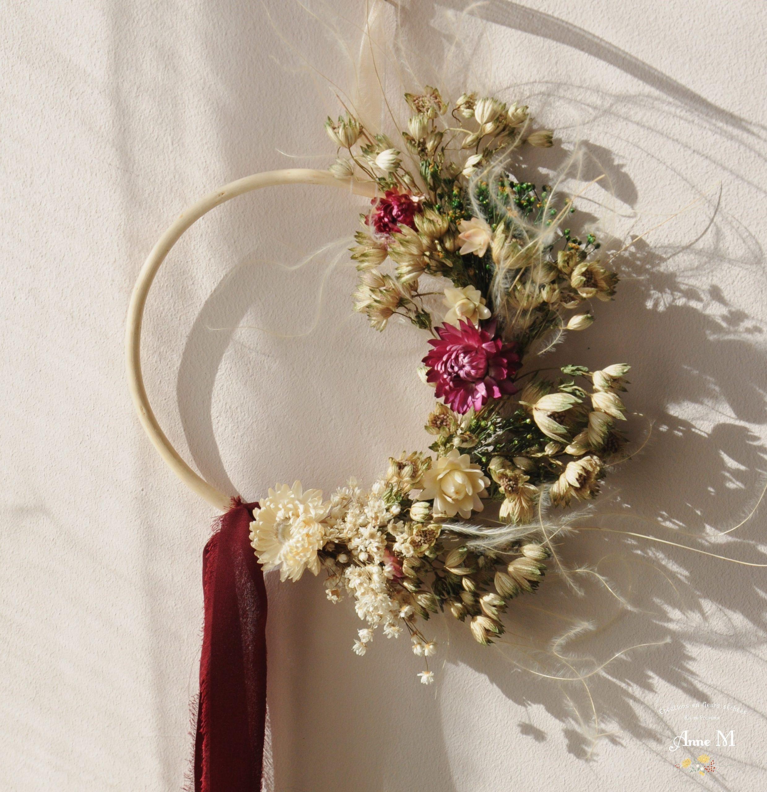 boutique en ligne de décoration en fleurs séchées couronne Astrance