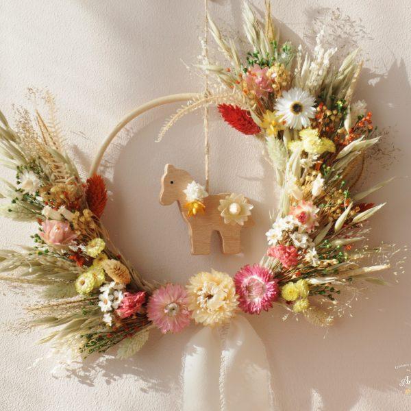 boutique en ligne de décoration en fleurs séchées couronne décoration chambre enfant Prairie d été