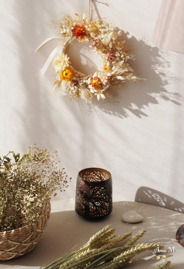magasin en ligne de décoration en fleurs séchées couronne Agrostis