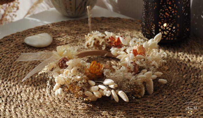 couronne de fleurs séchées Agrostis pour décoration champêtre
