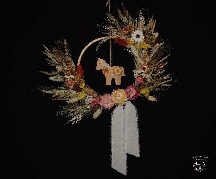 couronne de fleurs séchées Prairie d été décoration chambre enfant