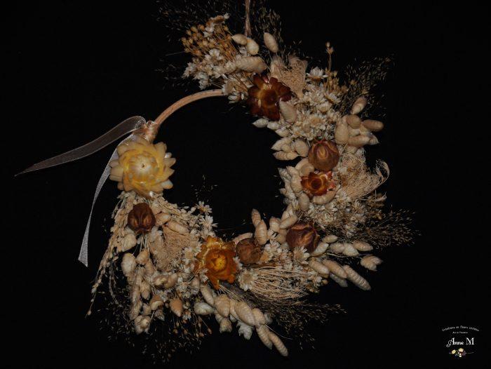 couronne de fleurs séchées Agrostis pour décoration intérieure