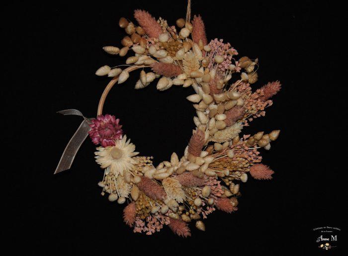 couronne de fleurs séchées Broom rose pour décoration intérieure