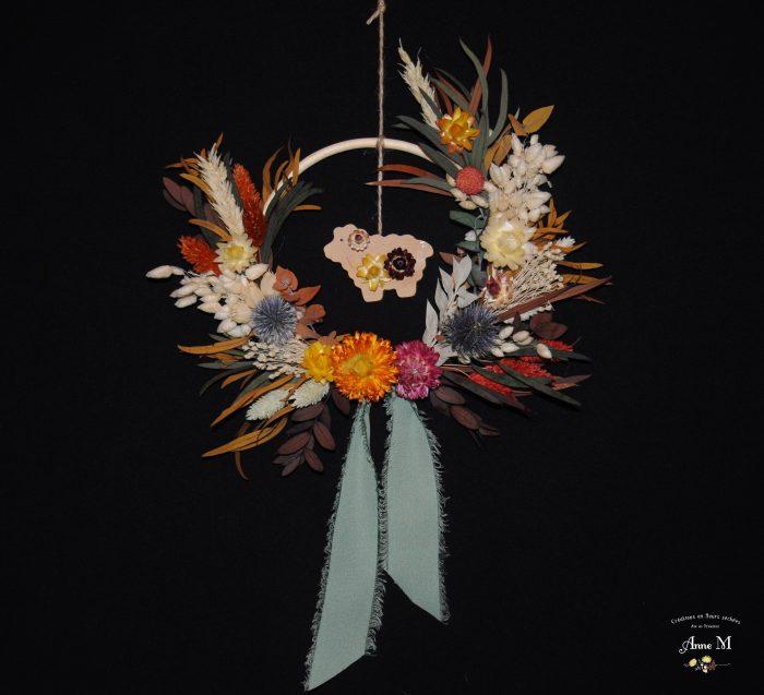 couronne de fleurs séchées Forêt enchantée décoration chambre enfant