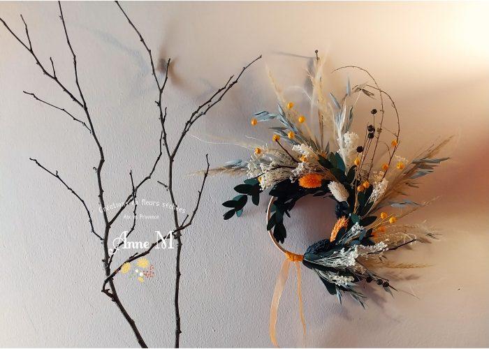 couronne de fleurs séchées décoration d'Halloween