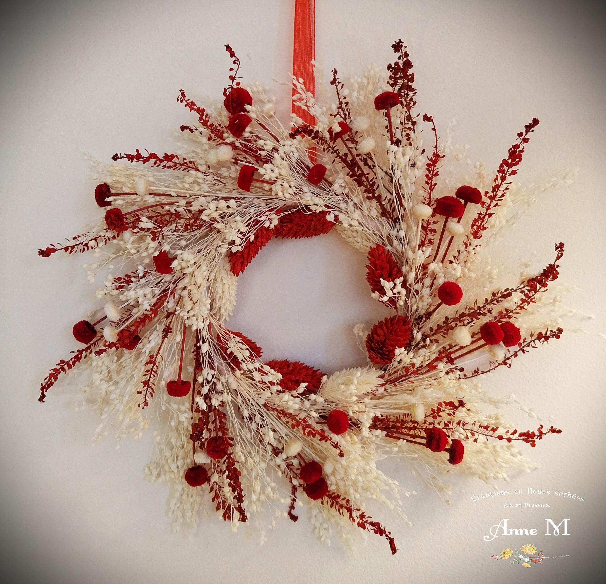 couronne de Noël de fleurs séchées Amarelino pour la décoration de la maison