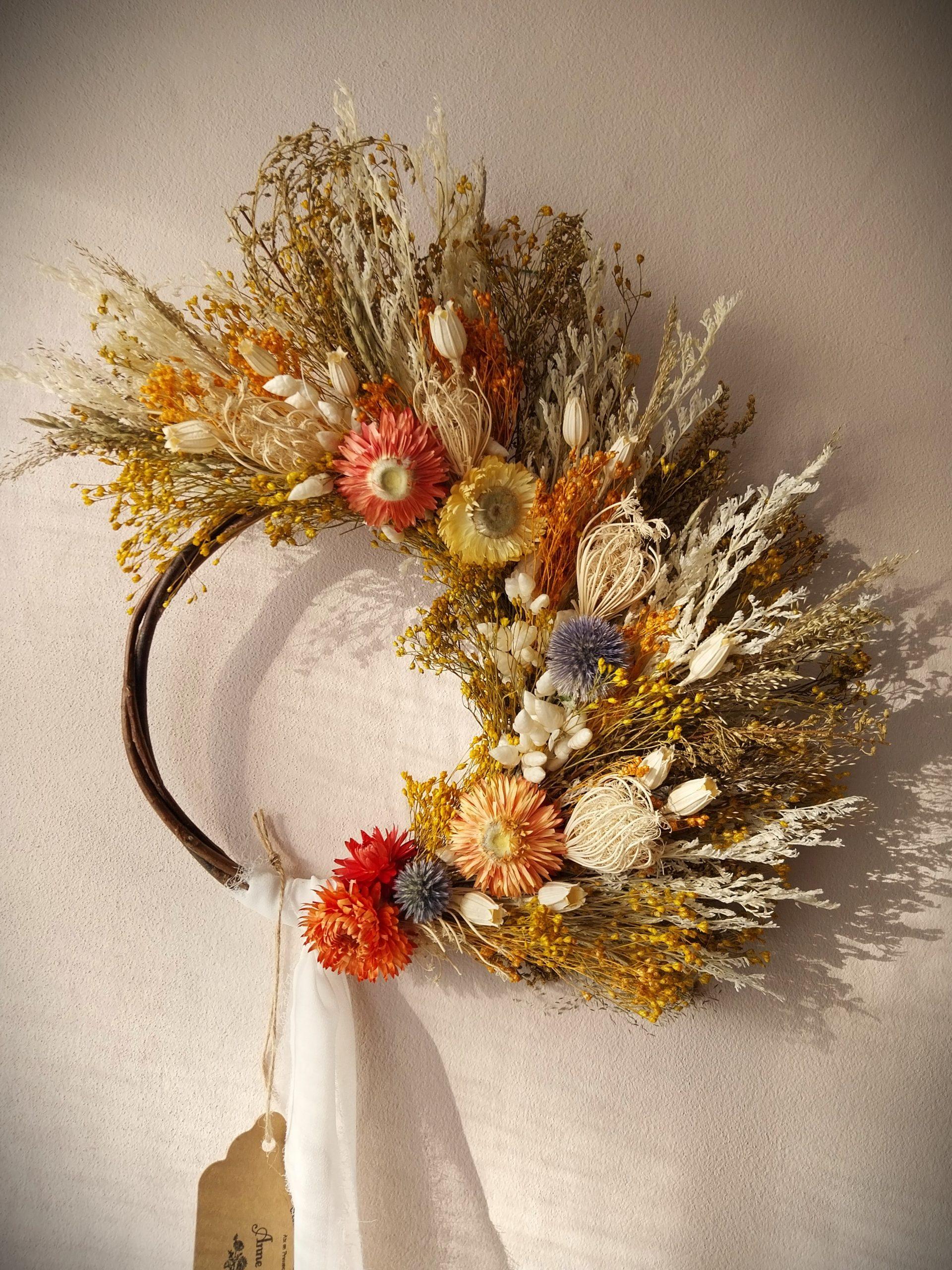 Couronne de fleurs séchées Lepi